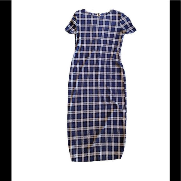 EUC ASOS Stretchy Blue Plaid Dress - Picture 1 of 5